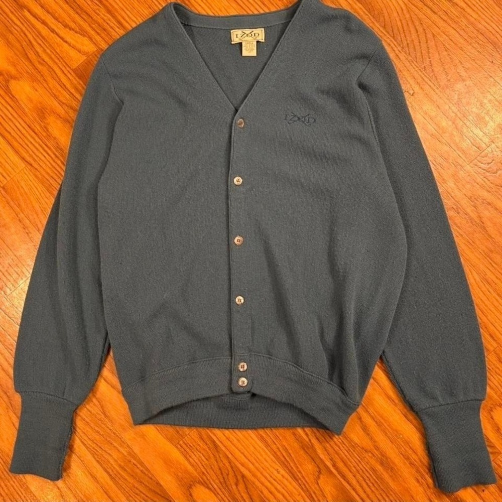 Vintage Izod blue button up cardigan sweater